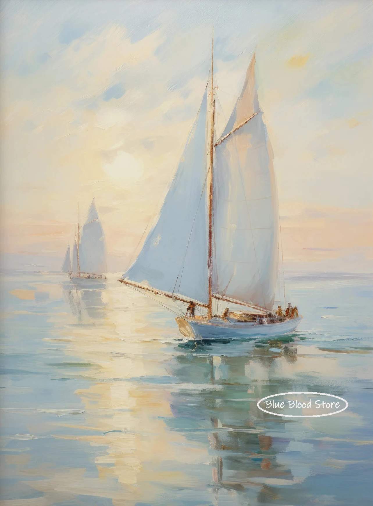 

Винтажный парусник на озере постер на холсте