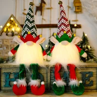2023 new year ornament christmas elf with lights rudolph faceless doll christmas tree pendant xmas home decoration navidad noel