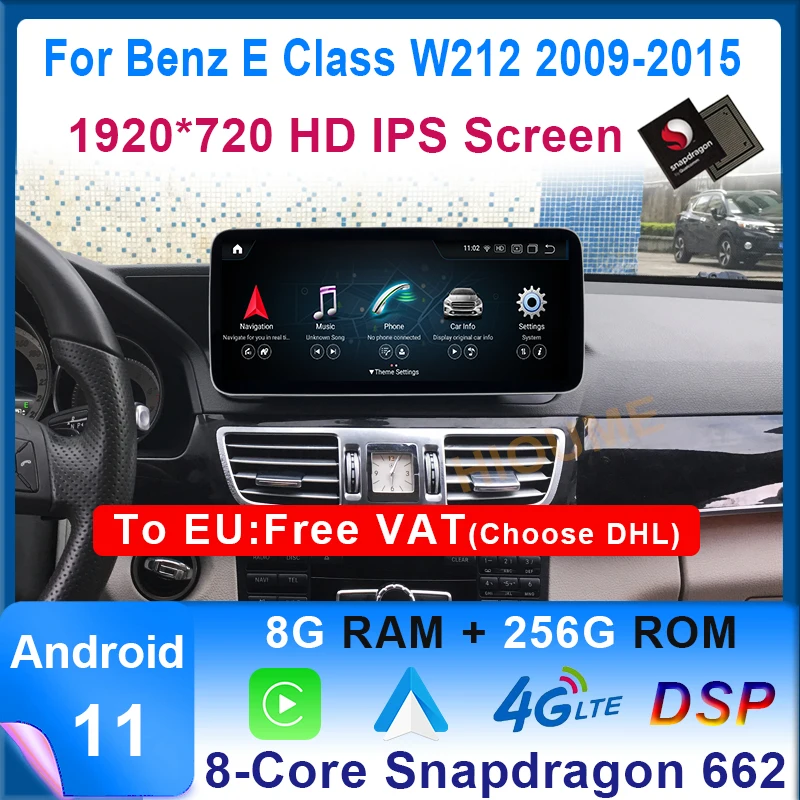 

12.5" Android 11 Qualcomm 8+256G Car Multimedia Player GPS Radio for Mercedes Benz E Class W212 E200 E230 E260 E300 LHD RHD