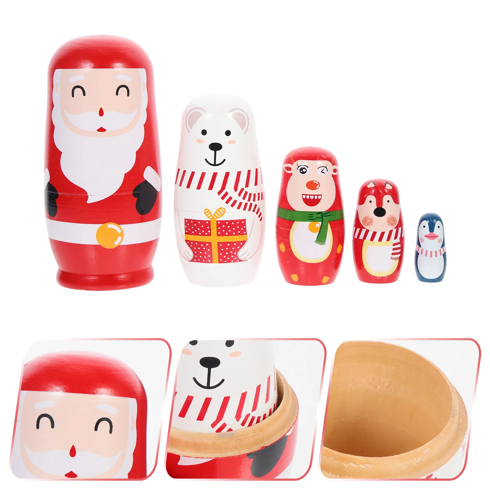 

1 Set Santa Nesting Dolls Christmas Theme 6-layer Nesting Doll Handicrafts
