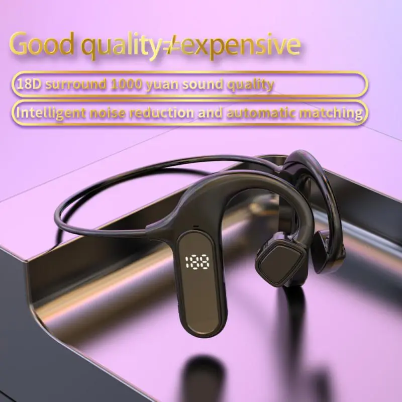 

Real Bone Conduction Headphones Wireless Bluetooth Earphones Waterproof Sports TWS Headset With Mic Stereo Bass Sound Earbud