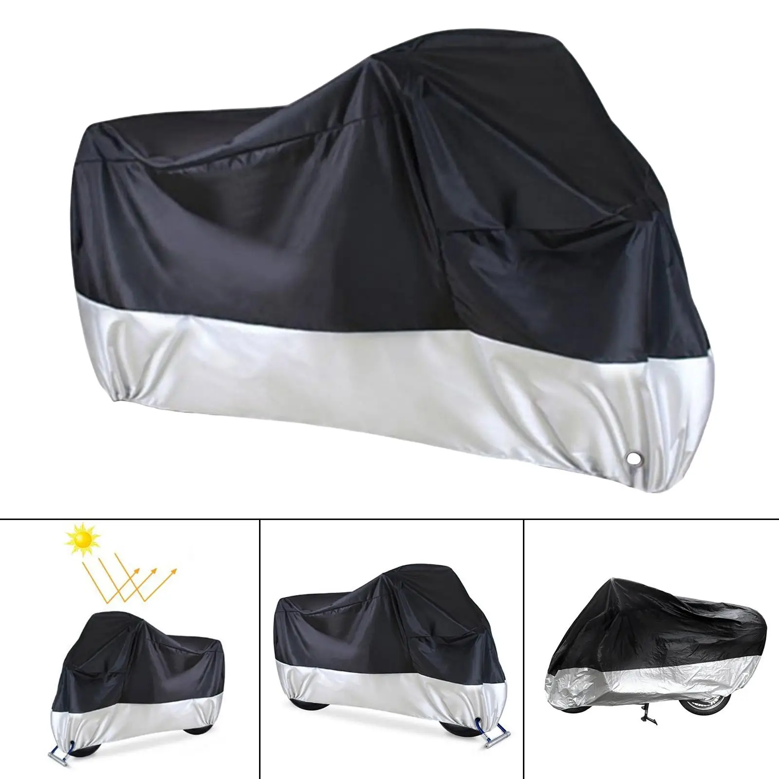 

All Season Motorcycle Cover Lightweight 109T PU Sun Outdoor Protection Motorbike Dust Protector Fit for Large Motorcycles