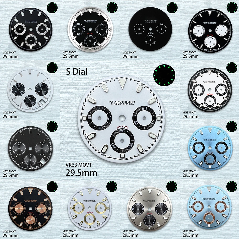 29 5 мм S логотип Panda DTNDial подходит для механизма VK63 зеленый светящийся