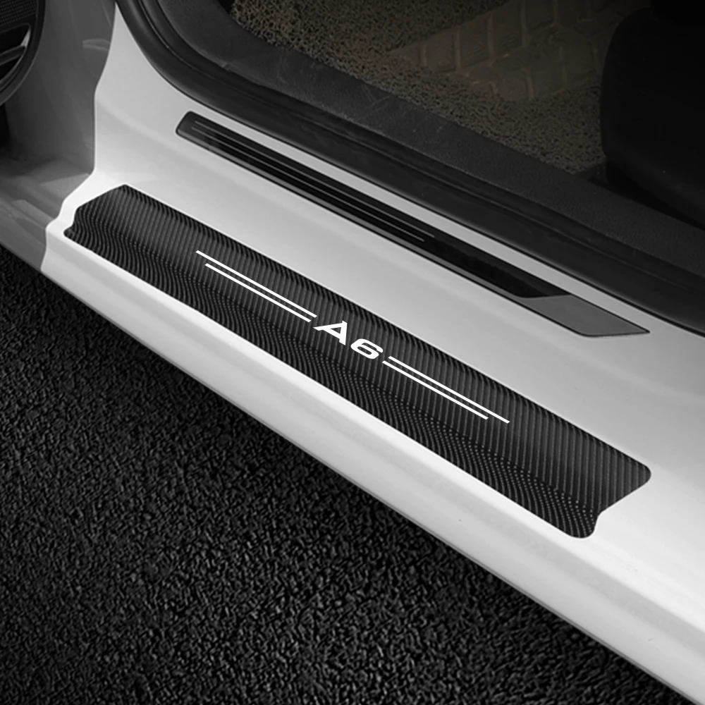 Наклейки на порог двери автомобиля, наклейки против царапин для Audi A6, C6, C5, C7, 4F, аксессуары из углеродного волокна