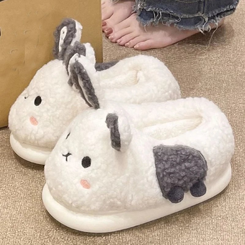 Хлопковые тапочки на толстой подошве для женщин осень-зима домашние плюшевые