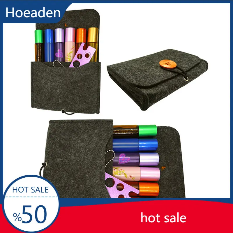 

Felt Essential Oil Case 6 Slots 10ML Storage Bag Bottles Holder Essential Oil Aromatherapy Storage Bag Travel Organizer