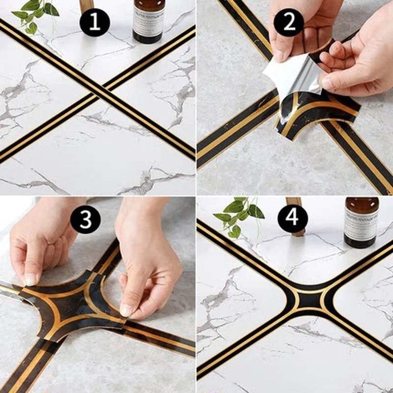 5M/roll Self-adhesive Ceramic Tile Gap Tape Mildewproof Waterproof Frame Decoration Line for Wall and Floor Edge | Дом и сад