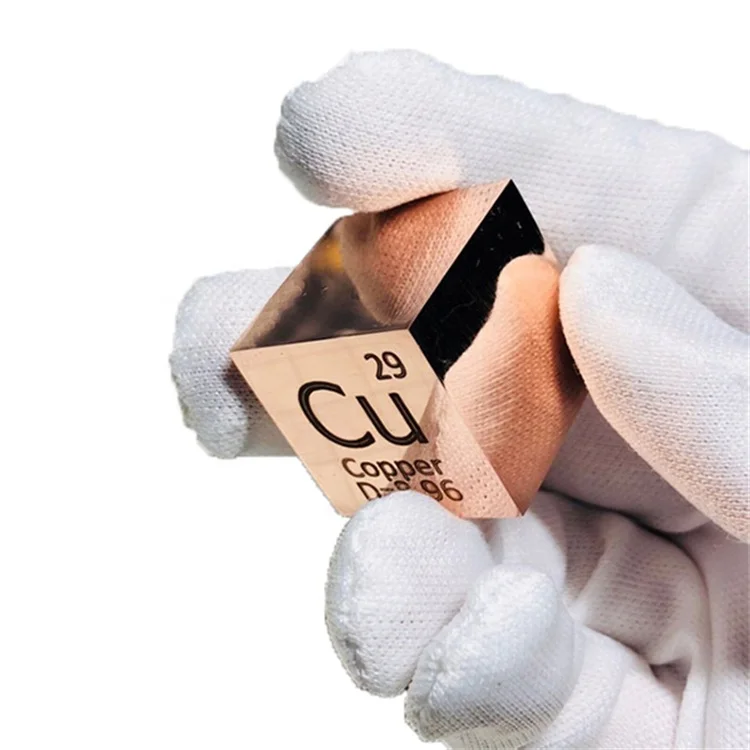 

Mirror polished Copper Cu Cube 1 inch Periodic Table Format High Purity 99.95%