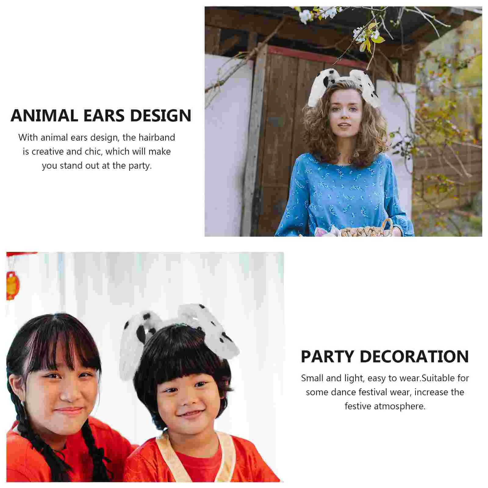 Повязка на голову с ушками животных женский обруч для волос праздничный орнамент