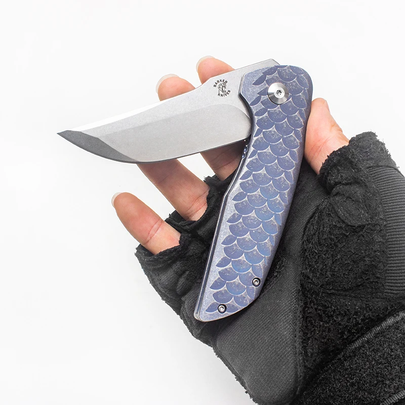 Складной нож Hokkaido карманный резец со шкалой синего дракона и титановой рукояткой