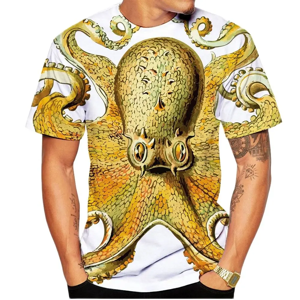 2022 Men's T-shirts Summer Animalleisure Novelty Octopus Tentacles 3d Print T-shirt Creative Sea Monster Octopus T Shirts Men