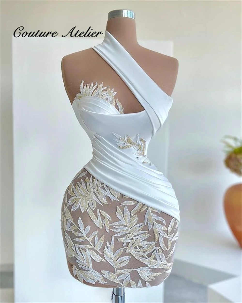 

White Prom Dresses Mermaid Elegant Birthday Dress Black Girls Tea Party Gowns African Gown One Shoulder vestidos de cocktail пла