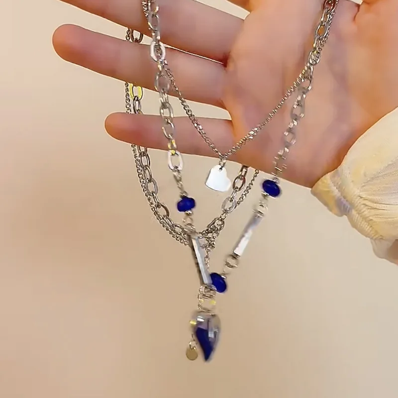

Klein Blue Love folding Necklace female