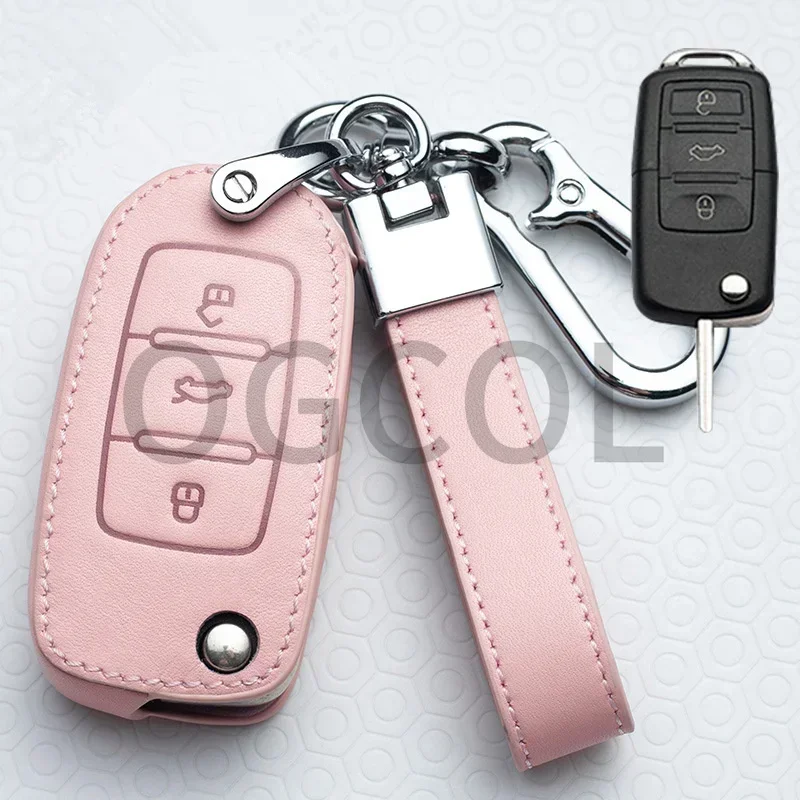 Кожаный чехол для автомобильного ключа VW Volkswagen Tiguan MK1 MK2 Magotan Passat B5 B8 Polo Golf 4 5 6 7 mk7
