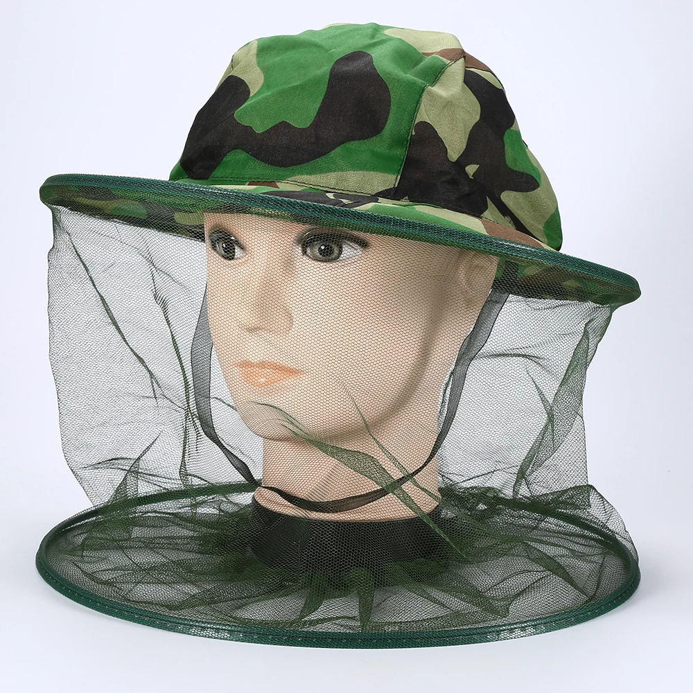 

Camouflage Men Fishing Cap Wide Brim Visor Sunshade Hunting Bee Keeping Mesh Hat Insects Mosquito Prevention Neck Head Cover