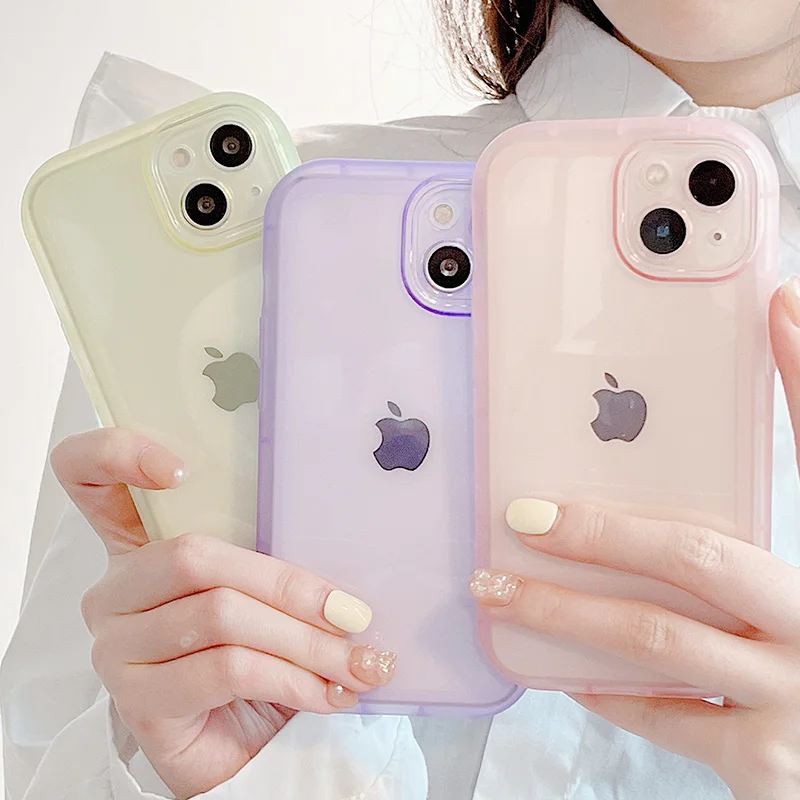 

Cute Candy Color Skin Feel Clear Phone Case For iphone 13 12 11 Pro Max X XR XS Max 7 8 Plus SE 2020 2022 Fully Protected Cover