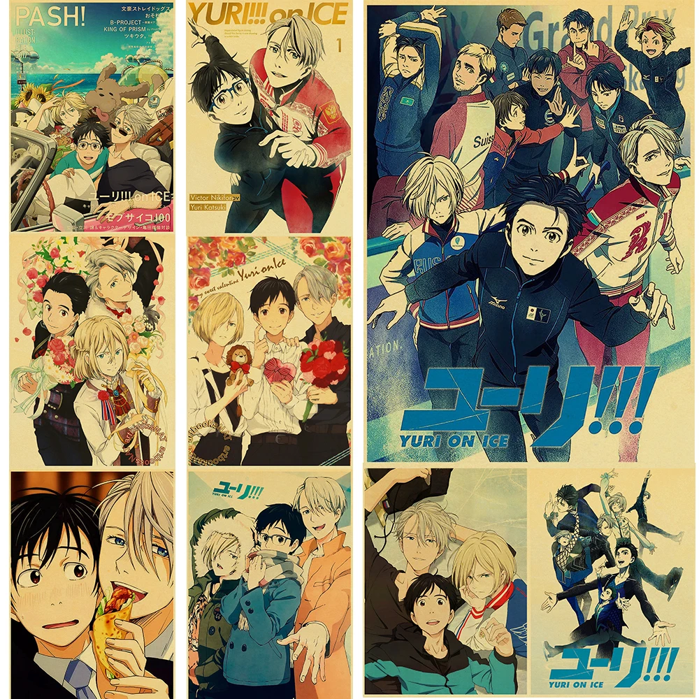 

YURI!!! on ICE Anime Loose Poster Japanese Kraft Paper Poster White Coated Nostalgia Wall Stickers Home Room Decor Painting