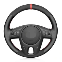 car steering wheel cover black genuine leather suede for kia forte 2009 2014 soul 2010 2013 rio 2009 2011 car accessories
