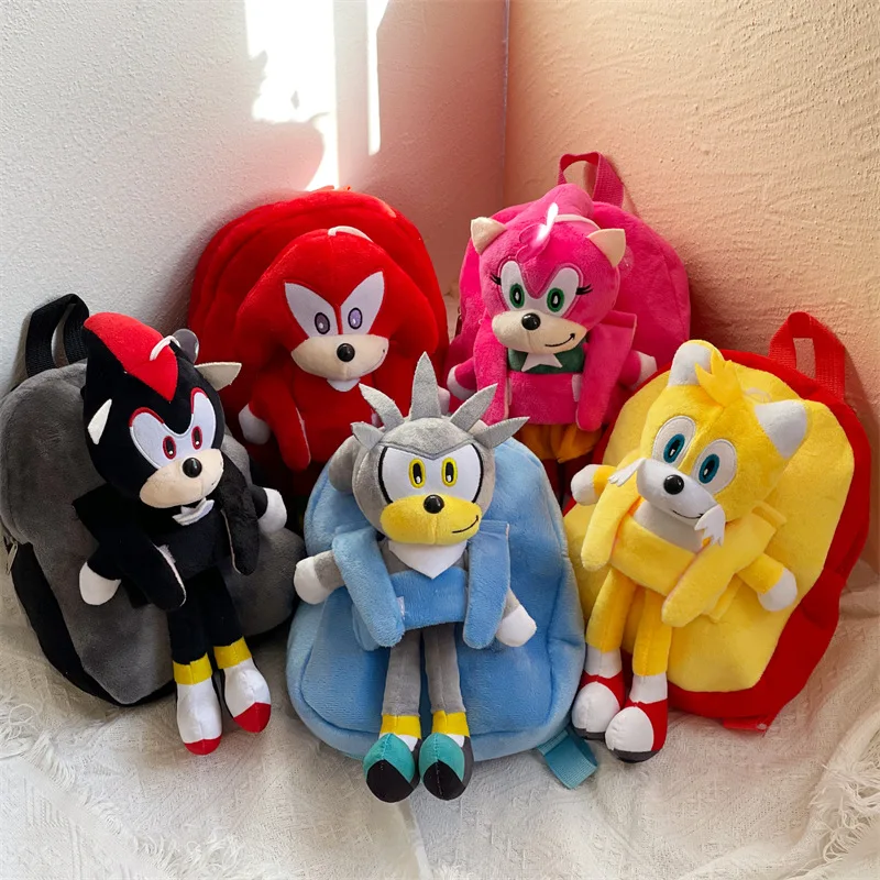 

Sonic Detachable Plush Toy Backpack Removable 3D Animation Plush Doll Backpack Children's Holiday Backpack Birthday Gift