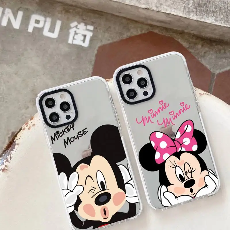 

Disney Cartoon Mickey Minnie Mouse Phone Case For iphone 14 Plus 13 12 11 Pro Max Soft Casetify White Border Cover Fundas