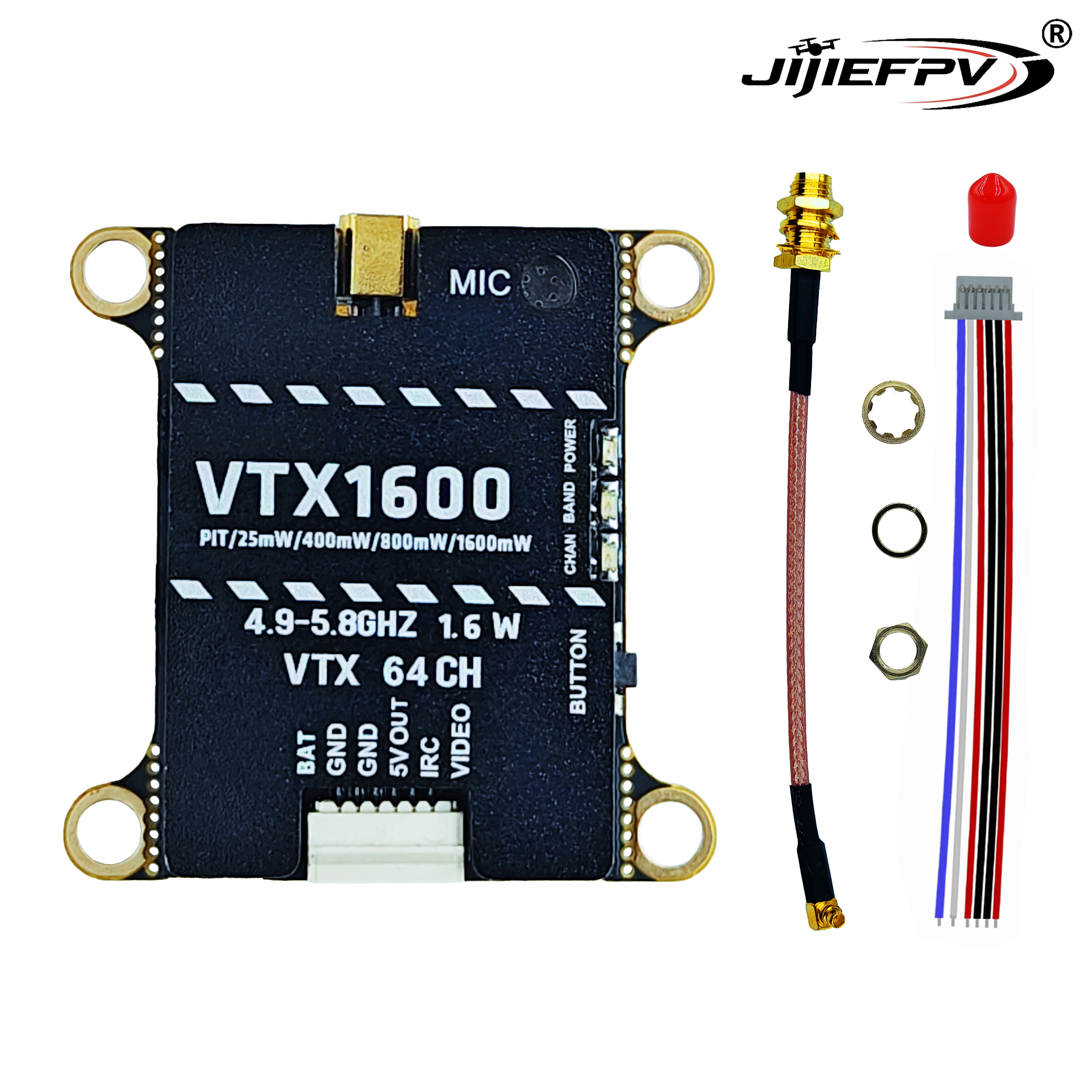 Фото JIJIE оригинальный новый 1,6 Вт VTX 2,5 Вт высокой мощности VTX 48CH цифровой видеопередатчик VTX для RC FPV дронов с фиксированным крылом дальнего действия №2