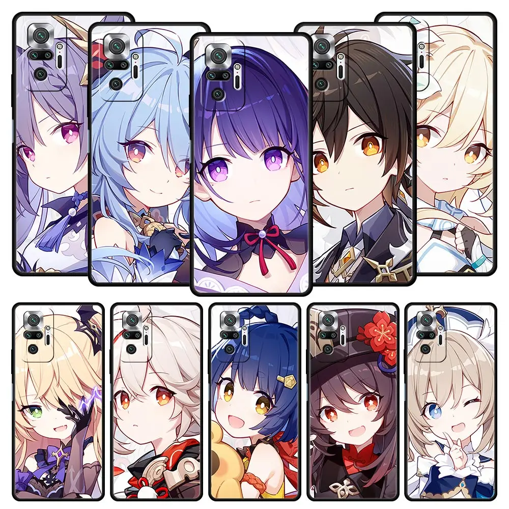 Чехол для телефона Genshin Impact Game Xiaomi Redmi Note 12 11 10 Pro Plus 10S 9S 9 9T 8T 9C 9A 8 7 K40 игровой