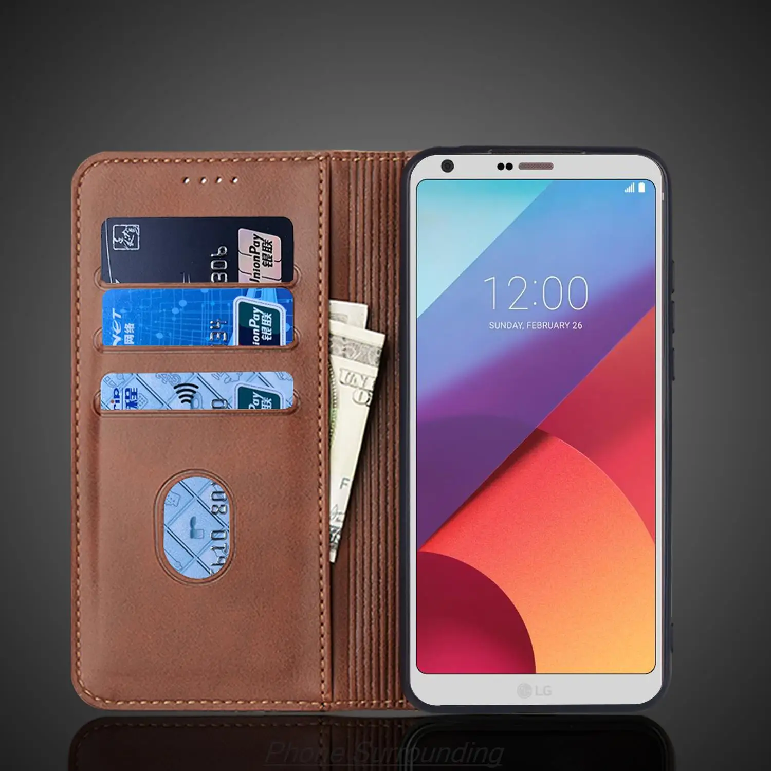 Кожаный чехол для LG G6 флип-чехол держатель карт кобура с магнитным притяжением