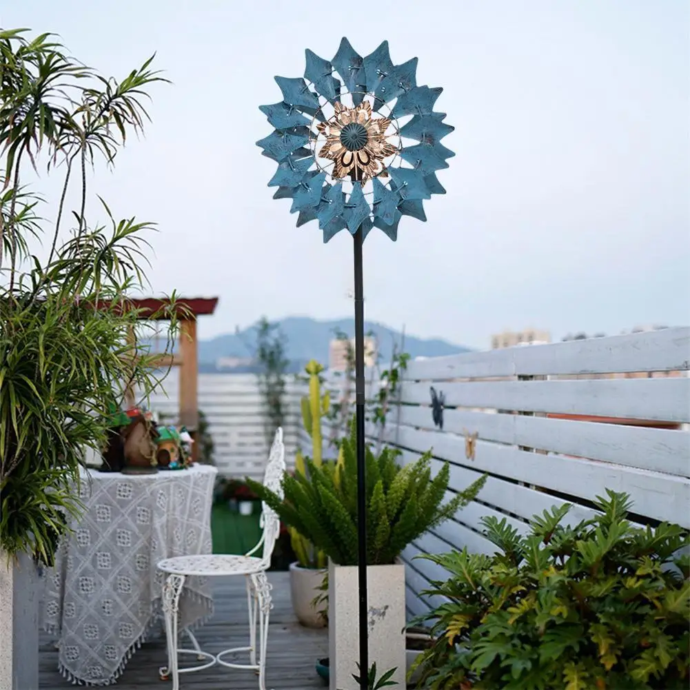 

33*17*190cm Iron Petal Shape Single Layer Turntable Stock] Windmill Lake European Blue[US Rotatable Courtyard I9I1