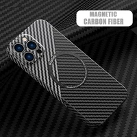 carbon fiber magnetic for magsafe wireless charging shockprrof case for iphone 13 11 12 pro max ultra thin hard pc bumper cover