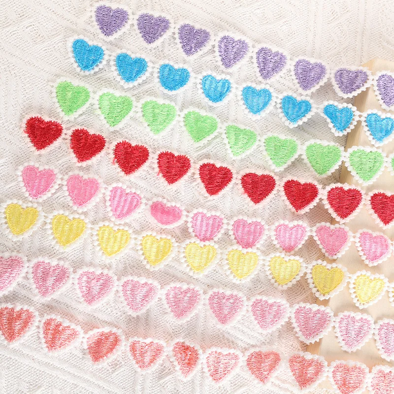

25cm Heart-Shaped Embroidered Lace Ribbon Lace Trim African Lace Fabric Clothing Accessories Dress Sewing Lace Applique