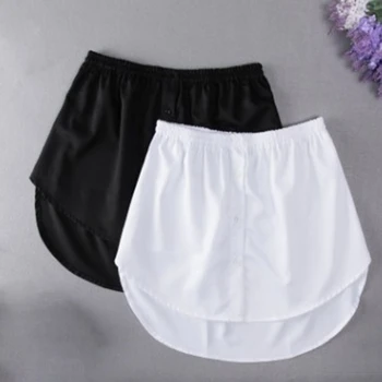 2023 New Fashion Women Fake False Shirt Tail Blouse Hem Cotton Detachable Underskirt Skirt UK Shirt Elastic Irregular Skirt Tail 1
