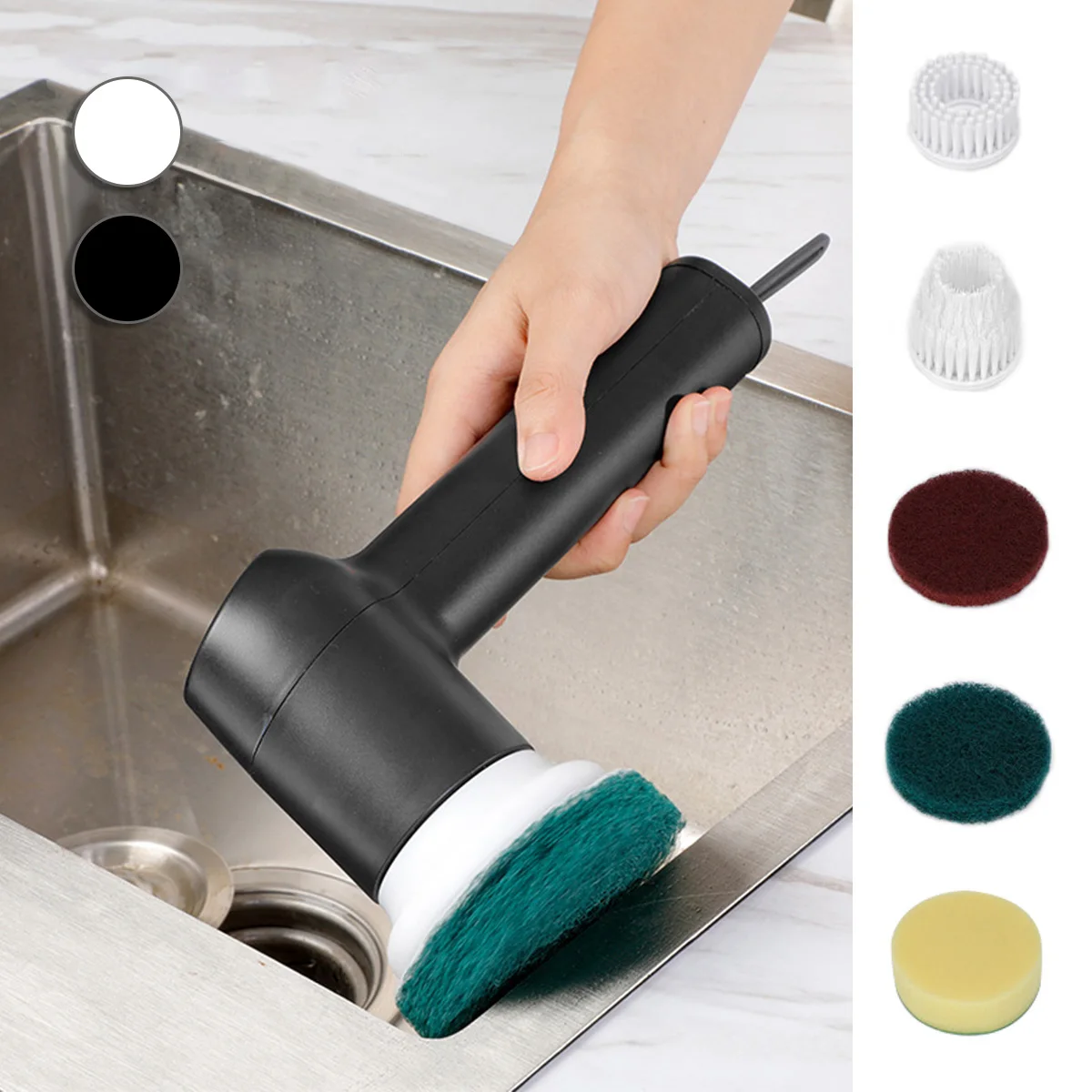 Electric Spin Scrubber Rechargeable Cordless Electric Cleaning Brush Waterproof Power Scrub Brush with 1500mAh Battery and 5