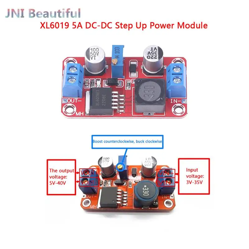 

5A DC-DC Step Up Power Module Boost Volt Converter XL6019 Adjustable Boost Power Supply Board Module