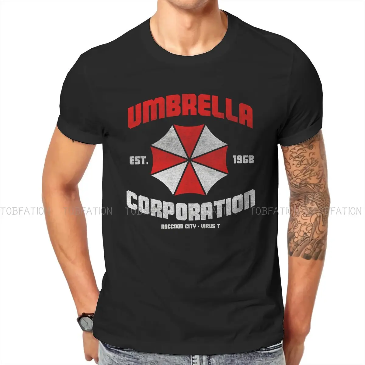 

Umbrella Corporation TShirt for Men Retro Red Humor Casual Tee T Shirt Novelty Trendy Loose