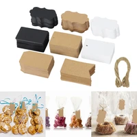 100pcs blank kraft paper tag with 20m rope diy tag wedding party handmade candy gift cookies tag paper price label hang tags