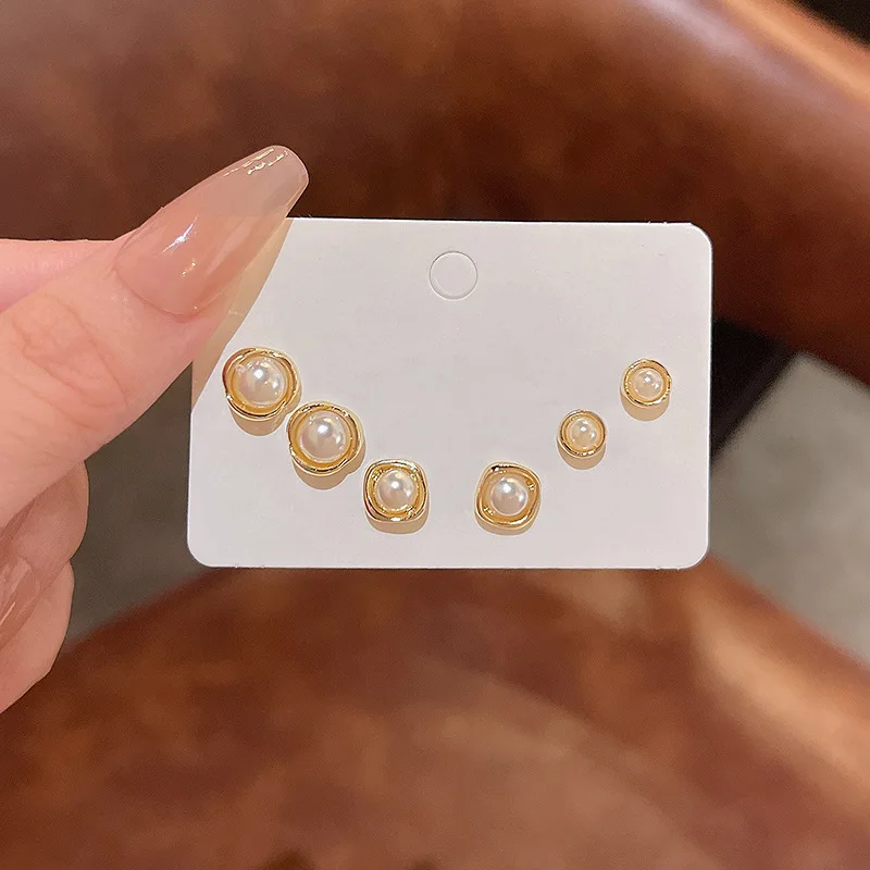 

S925 Silver Needle Six Piece Set Pearl Earrings 2023 New Fashion Advanced Light Luxury Ear Studs