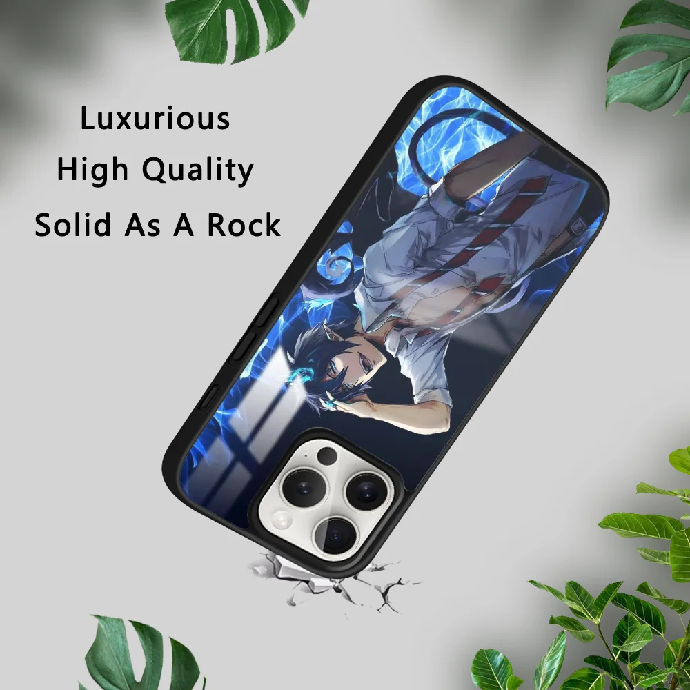Blue E-Exorcist Cartoon Anime Phone Case For iPhone 16 15 14 13 12 11 Pro Xs Max Mini Plus Celulares Hard Funda