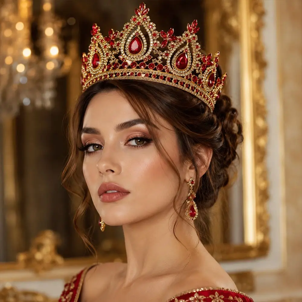 Фото Роскошная хрустальная свадебная диадема с металлической основой, украшенная кристаллами, корона-тиара для невесты №4