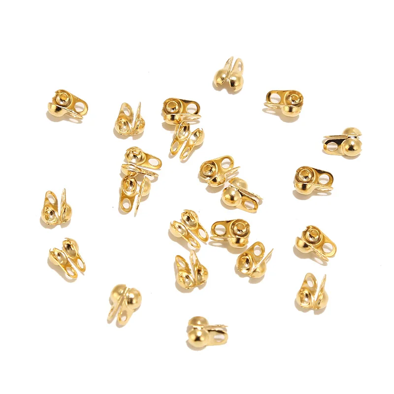 

100pcs Stainless Steel Gold Plated Crimp End Tips Caps Chain Cord Ends Connectors Accessories For DIY Jewelry Making Findings