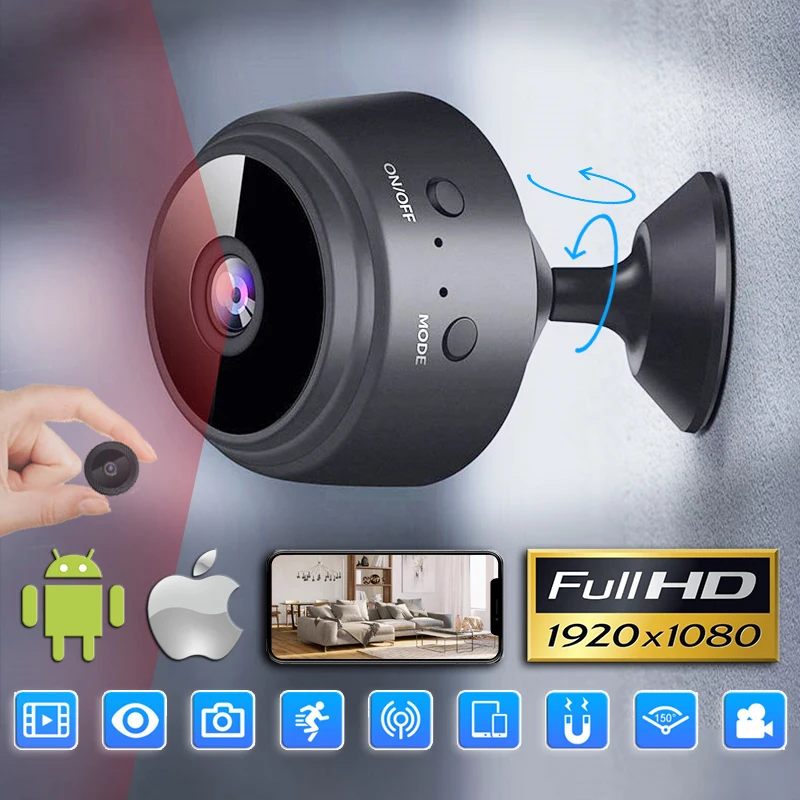 

A9 Mini Camera Indoor Outdoor Surveillance Monitor IP Cameras Infrared Night Vision Mobile Phone WiFi 1080P HD Anti-theft Camera