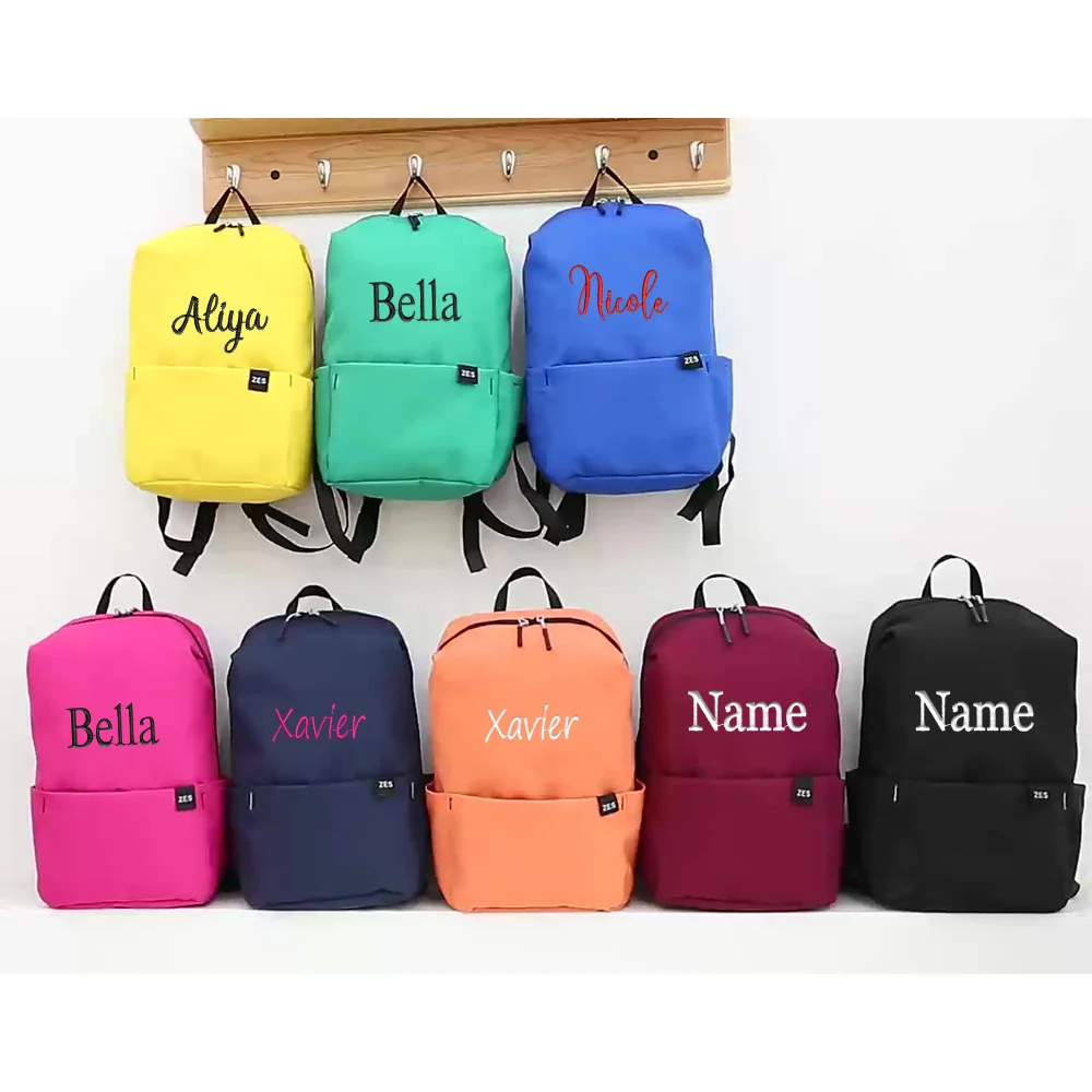 

Name Small Backpack Men's/Women's Light Student Bag Embroidery Outdoor Colors Shoulder Bag Custom Your Name Gifts