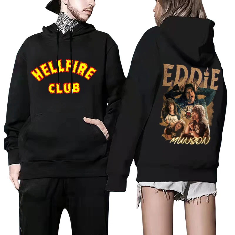 

Eddie Munson Hellfire Club Vintage Hoodies Stranger Things Season 4 Men's Hoodies Sweatshirts Upside Down Eleven Harajuku Hoodie