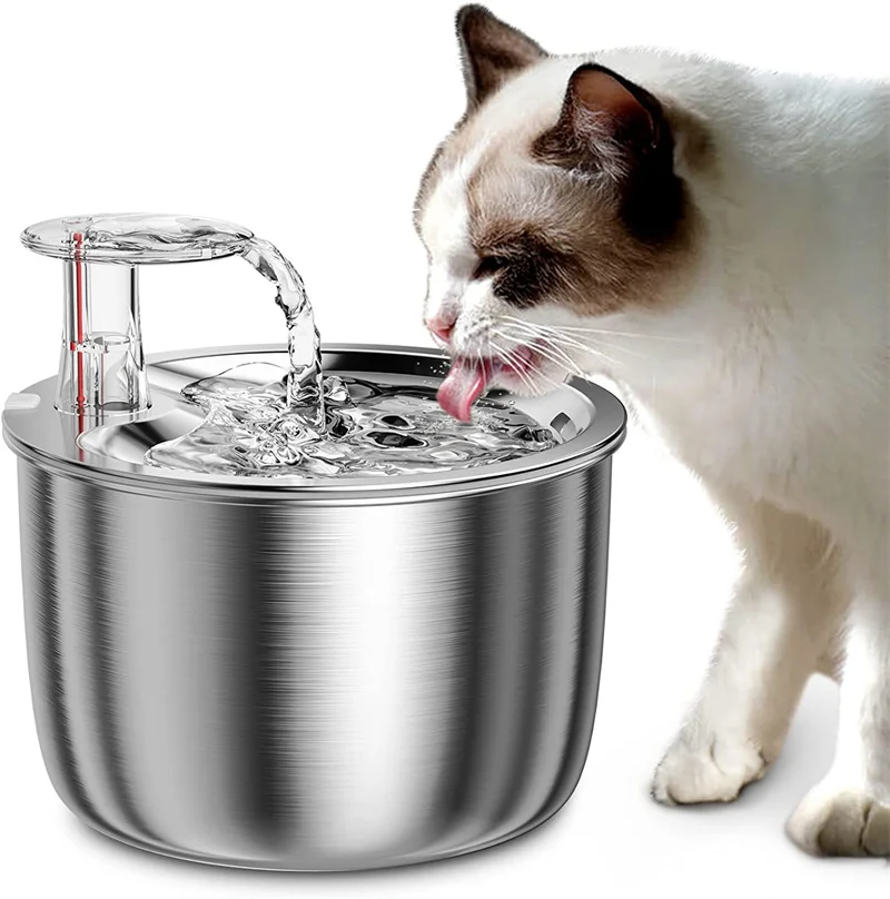 

2L Stainless Steel Pet Water Dispenser Cat Small Dogs Intelligent Induction Fountain Automatic Cycle Filtration Water Feeder