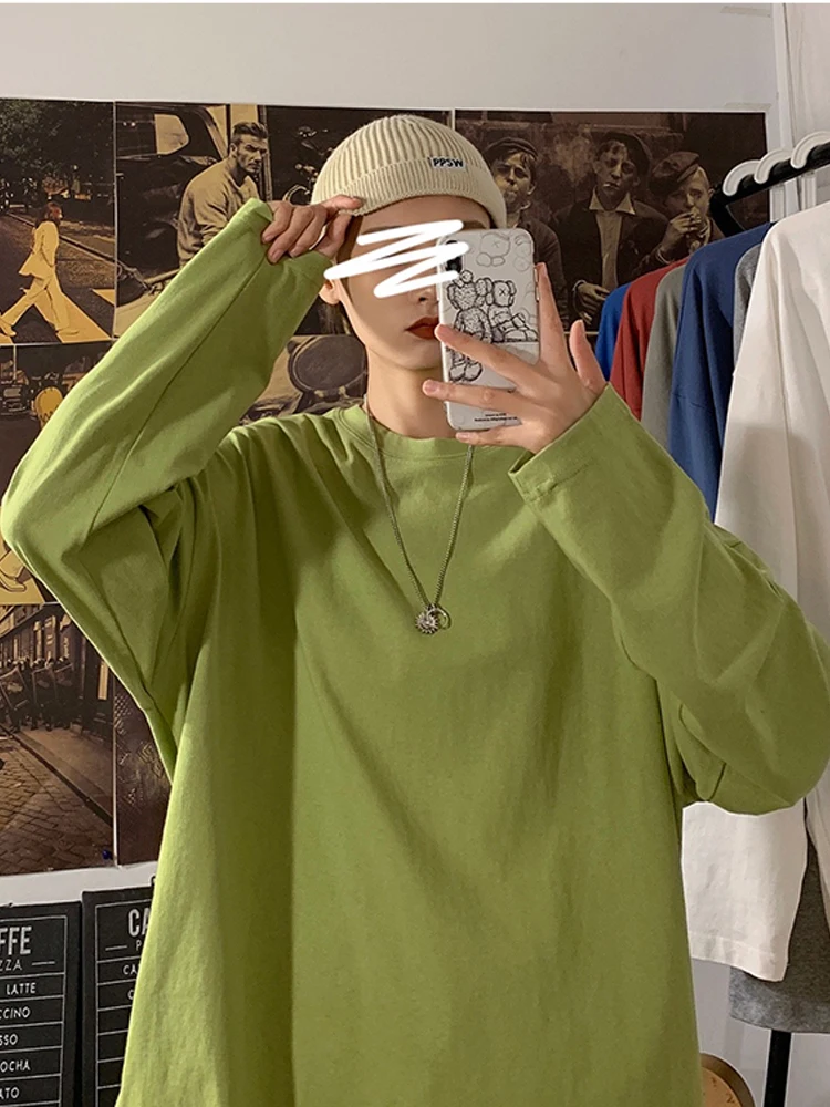 

Футболка женская оверсайз с длинным рукавом и круглым вырезом