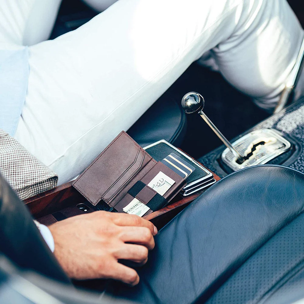 Luxury Card Holder for Men Bank Credit ID Cards Holders Genuine Leather RFID Wallet Mini Money Clips Business Women Small Purses