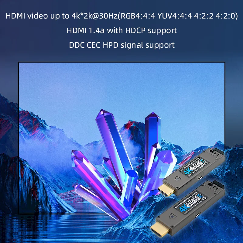 4k30 оптический волоконный HDMI удлинитель 1 км-20 км индивидуальный 4K