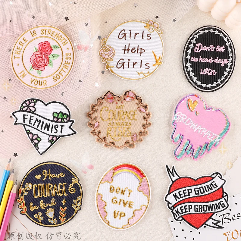 

Retro Fashion Letter Flower Embroidery Patches clothing hat backpack Iron On DIY T-shirt decorative stickers