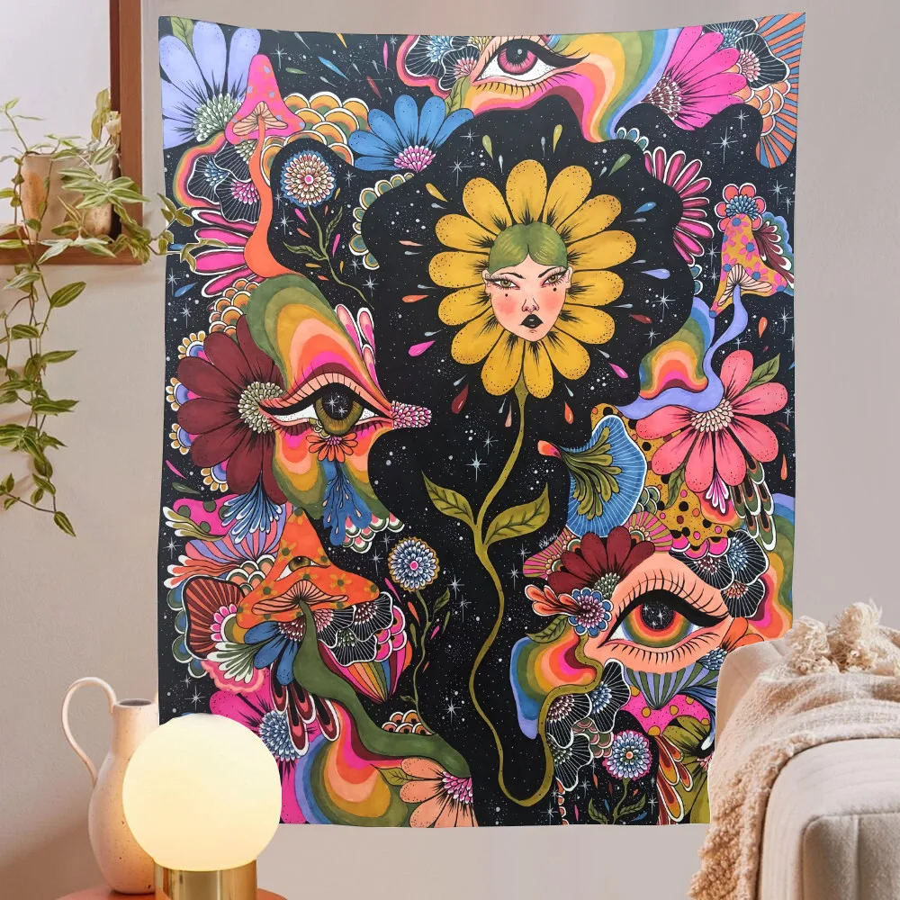 

Psychedelic Mushroom Tapestry Wall Hanging Hippie Wall Art Wall Decor Blanket Room Decoration Tapestries