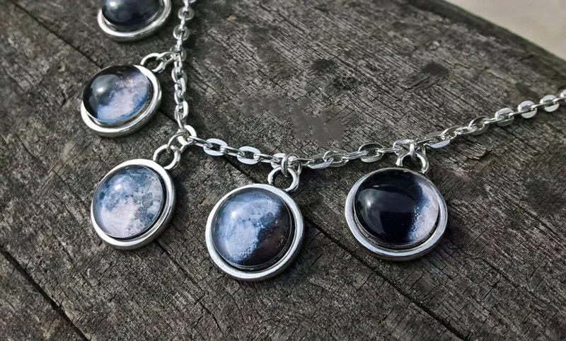 

2022 New Fashion Full Moon Pendant Necklace Moon Diy Planet Solar System Charm Necklace Jewelry