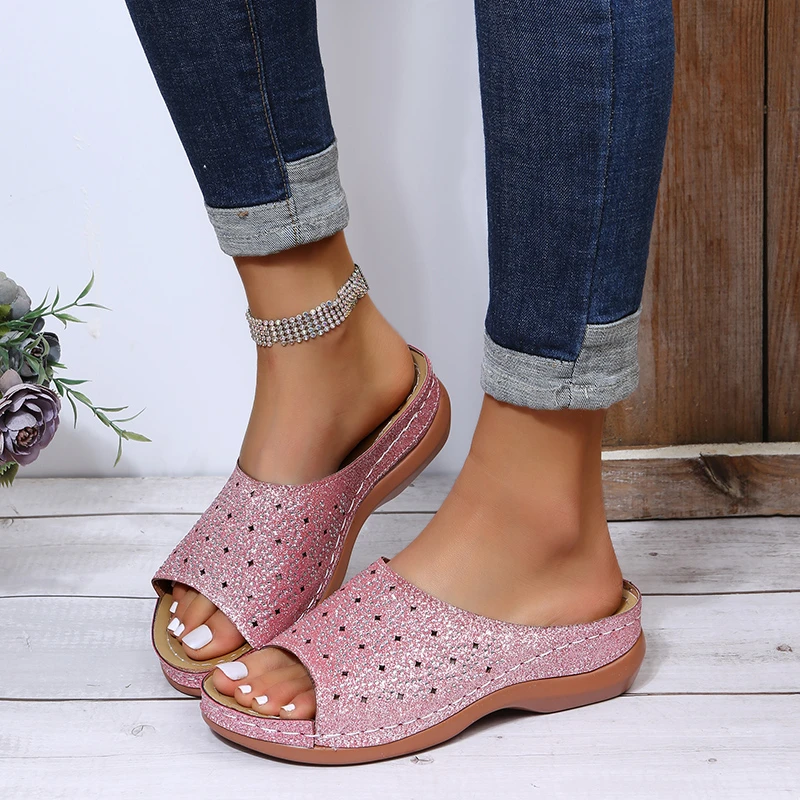 Женские летние шлепанцы, удобные шлепанцы для отдыха, сланцы, уличные сандалии на плоской подошве, Новинка